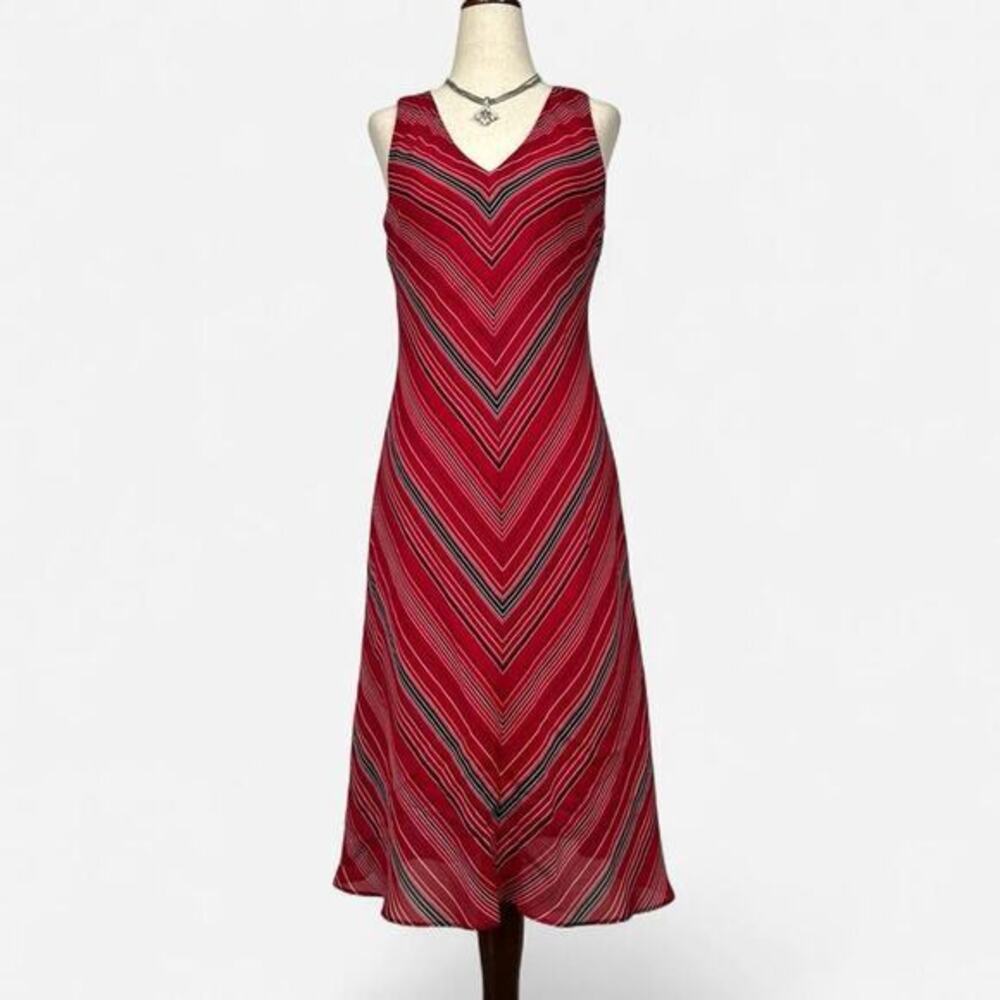 Vintage Women’s Striped Midi Dress Flowy‎ Hem Fits S Grunge Retro Indie